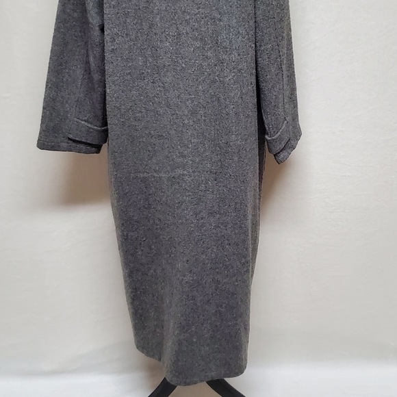RARE Vintage 1970s Woolrich Woman Gray Wool Hooded Toggle Button Trenchcoat L - Picture 14 of 16